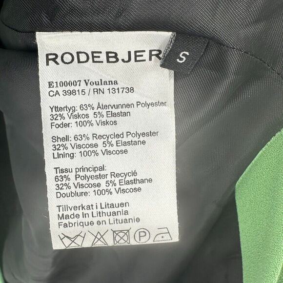 Rodebjer Voulana Double Breast Coat Size S Kelly Green Side Slits Capsule Preppy - Picture 11 of 12